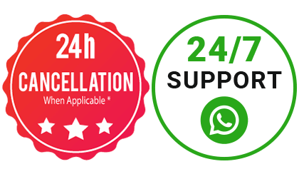 24 hours cancelation and 24/7 support
